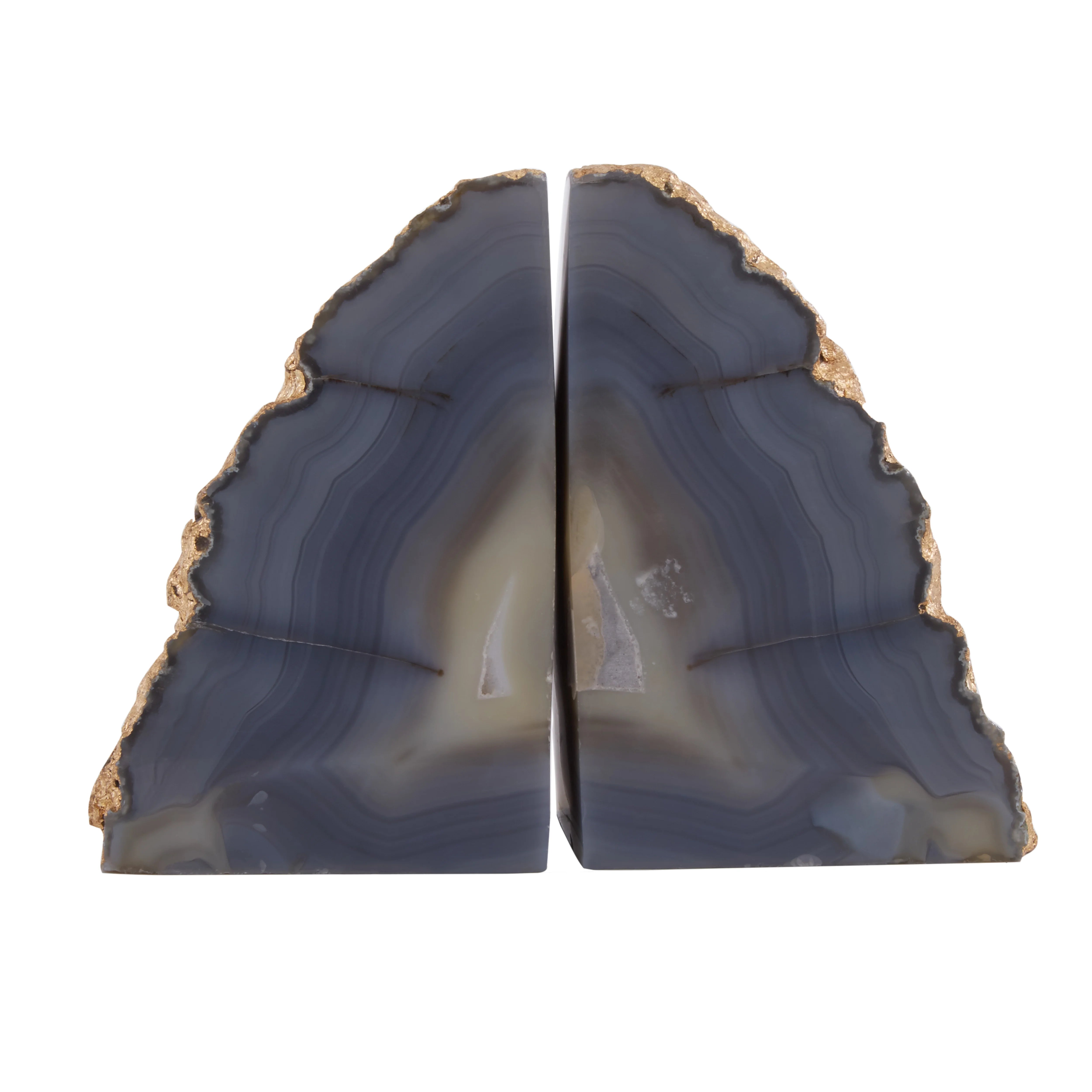 Monzoro Agate Stone & Gold Bookends